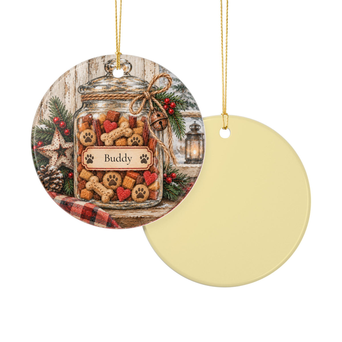 Personalized Dog Christmas Ornament | Dog Treat Jar Ornament | Custom Pet Name Christmas Keepsake