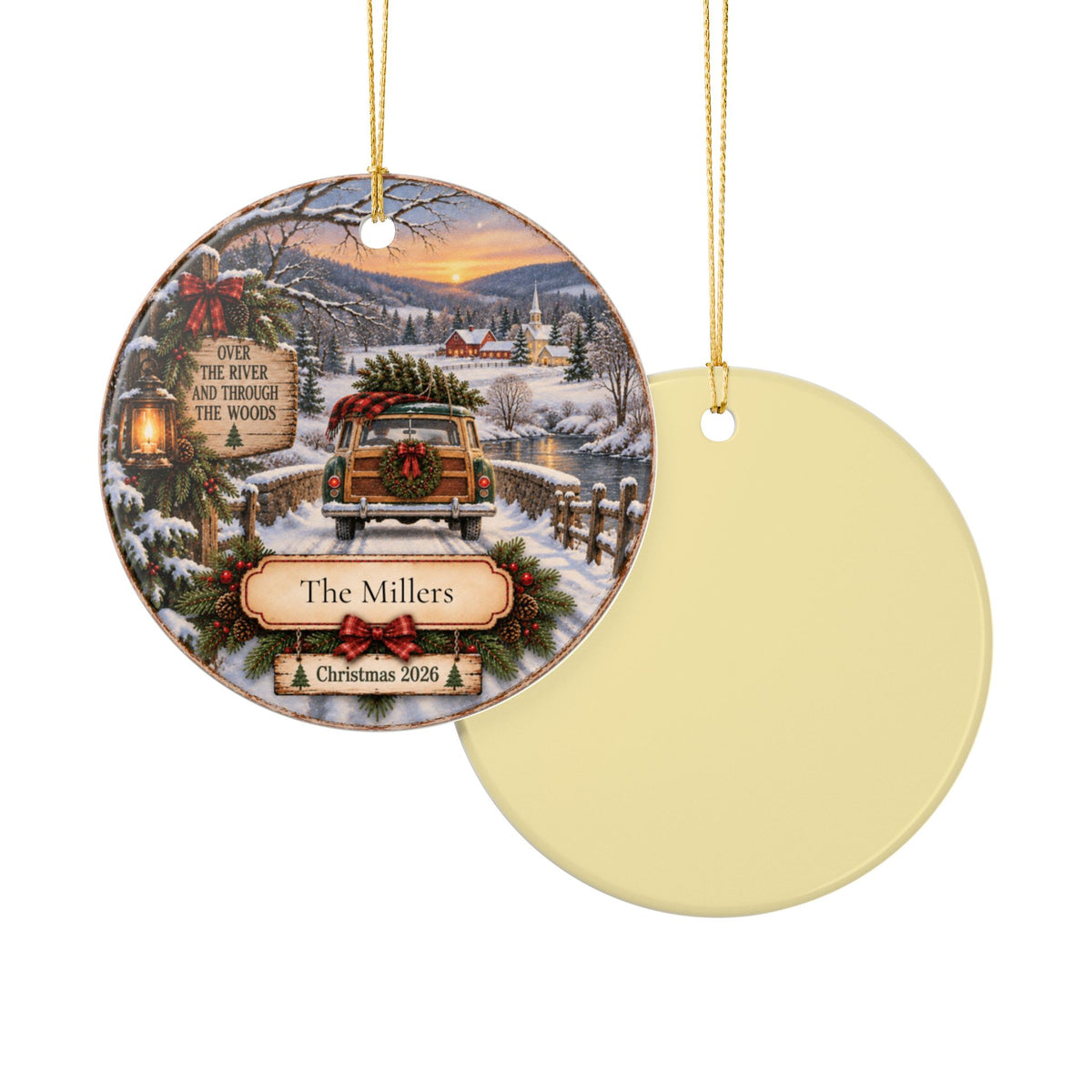 Over the River and Through the Woods Christmas Ornament | Personalized Family Ornament | Nostalgic Christmas Keepsake