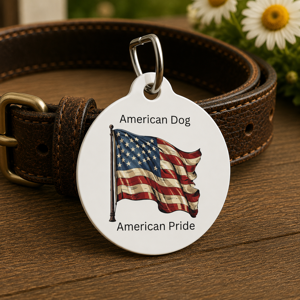 Patriotic Dog ID Tag | Cute Pet Tag | Personalized Dog ID Tag
