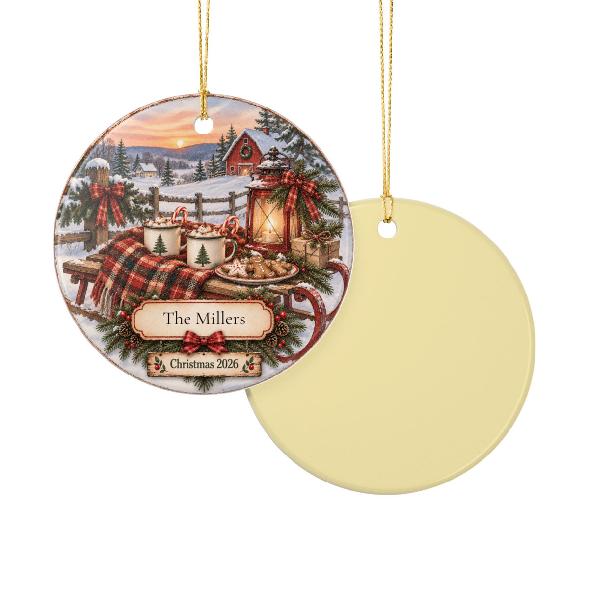 Personalized Christmas Eve Hot Cocoa Ornament | Family Name Christmas Ornament | Cozy Christmas Keepsake