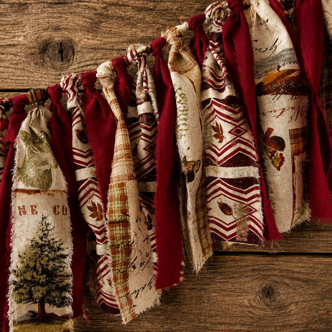 Rustic Burgundy and Logde Print Garland