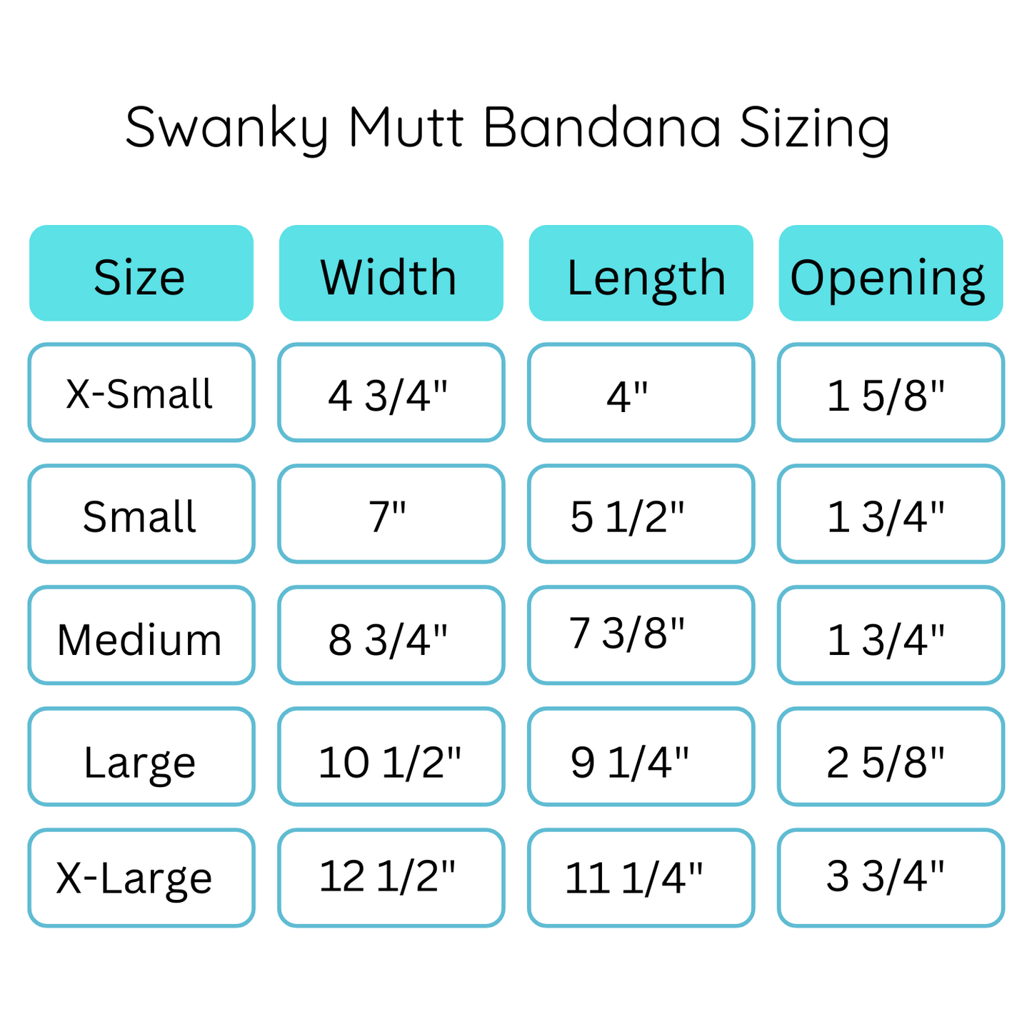 Dog bandana sizing