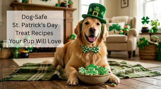 St. Patrick's Day Dog with a bowl of Shamrock Cookies