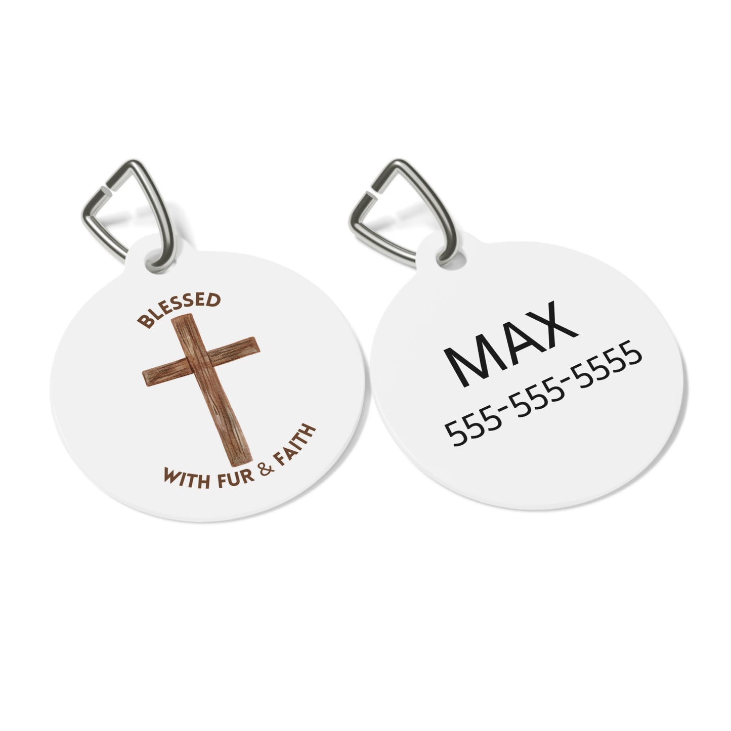 Blessed With Fur & Faith Dog ID Tag | Christian Pet Tag | Personalized Dog Collar Tag