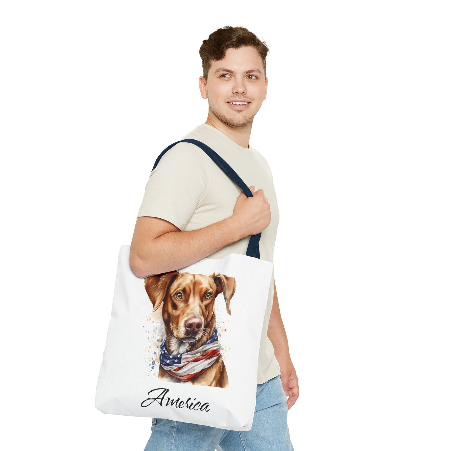 Patriotic Dog - 18" Large Tote Bag