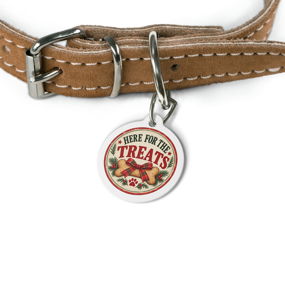Here for the Treats Personalized Christmas Dog Tag | 1" Holiday Pet ID Tag