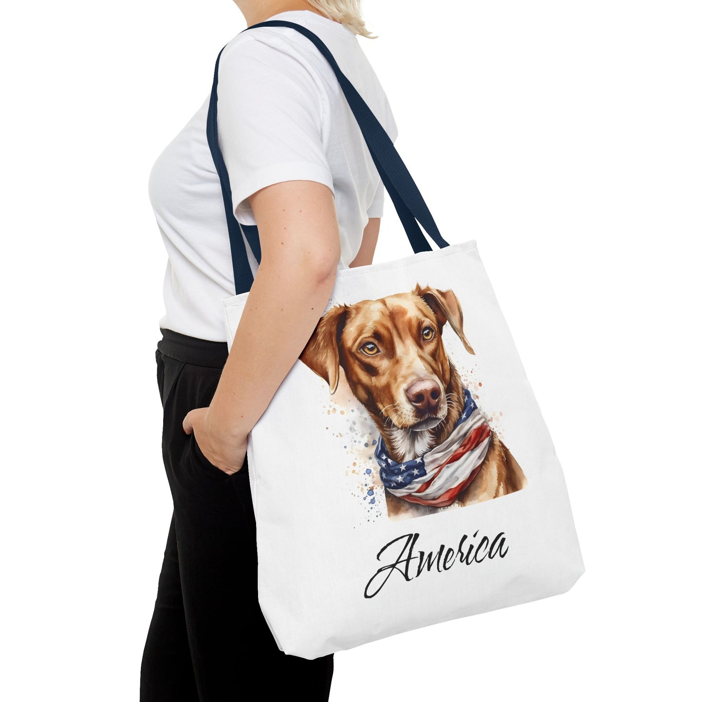 Patriotic Dog - 18" Large Tote Bag