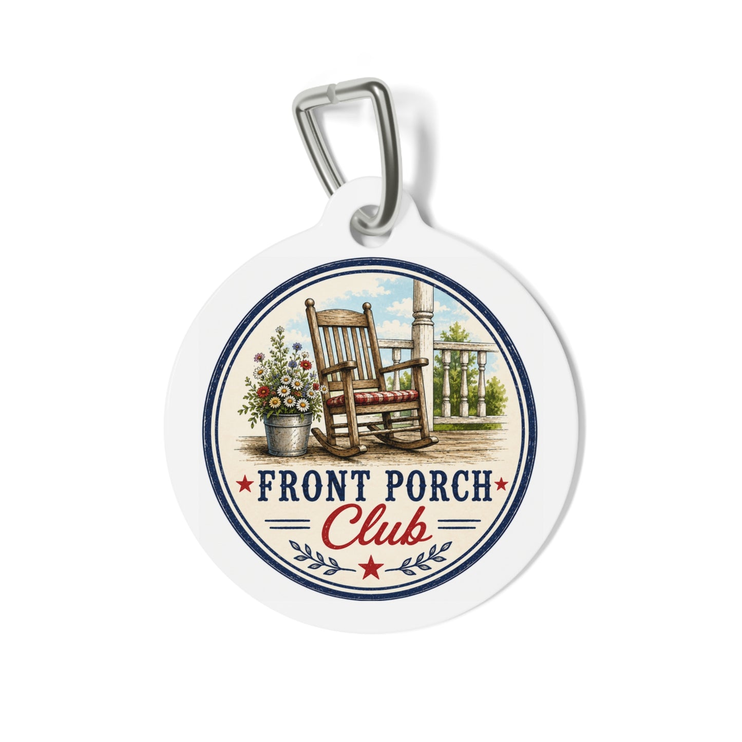 Front Porch Club Personalized Americana Dog Tag | Vintage Farmhouse Dog ID Tag | Custom Pet Tag | Dog Days Mercantile