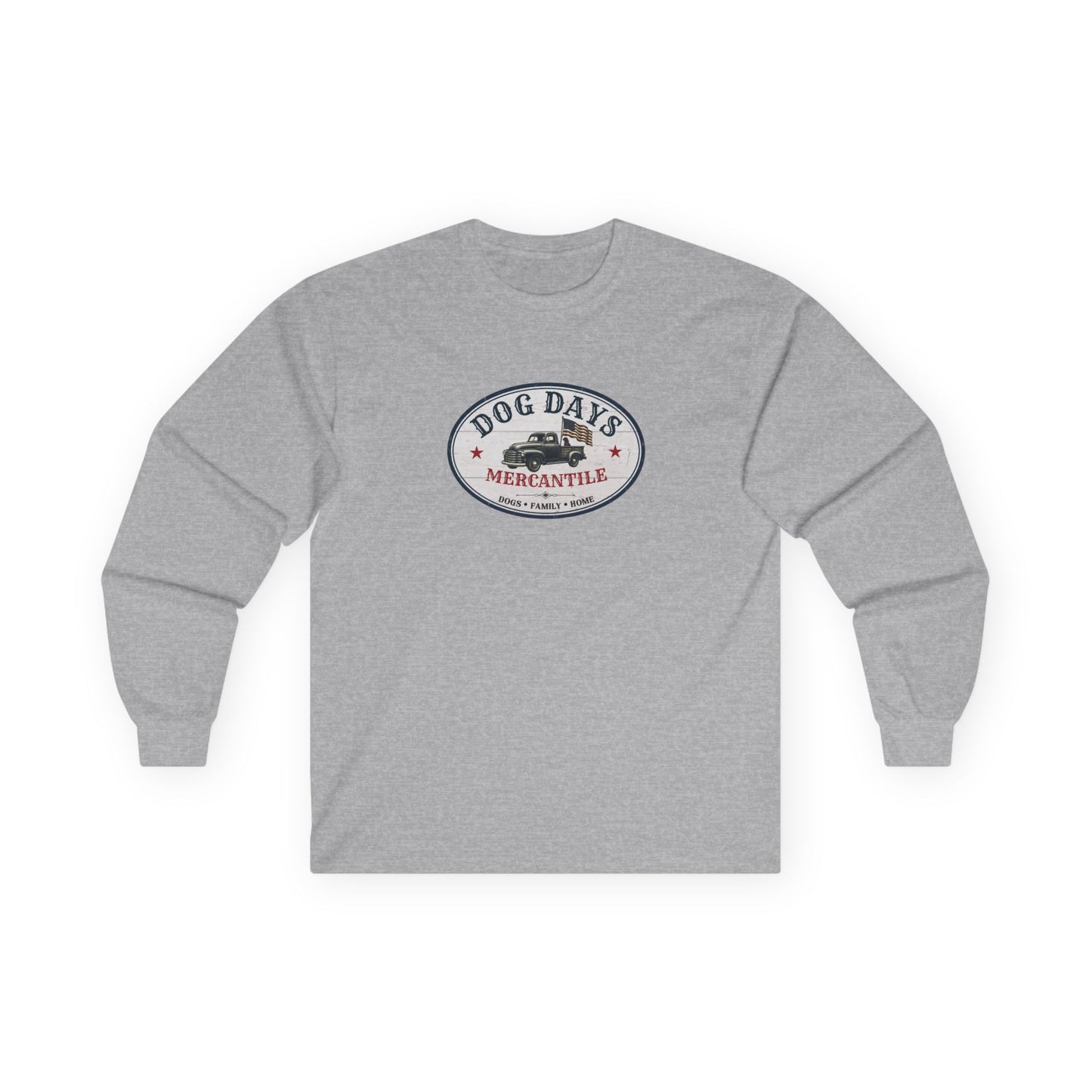 Dog Days Mercantile Logo Long Sleeve T-Shirt | Unisex Gildan® Long Sleeve Tee | Farmhouse Americana Dog Lover Shirt