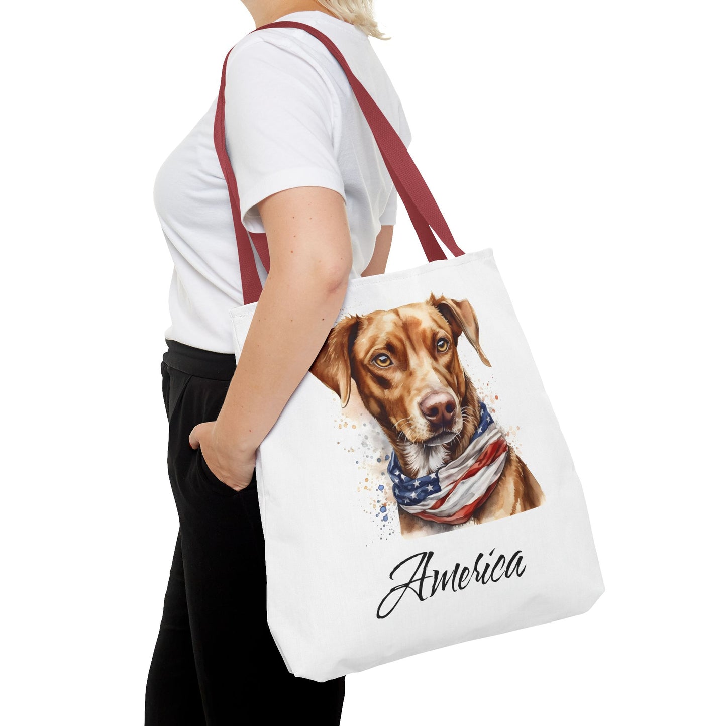 Patriotic Dog - 18" Large Tote Bag