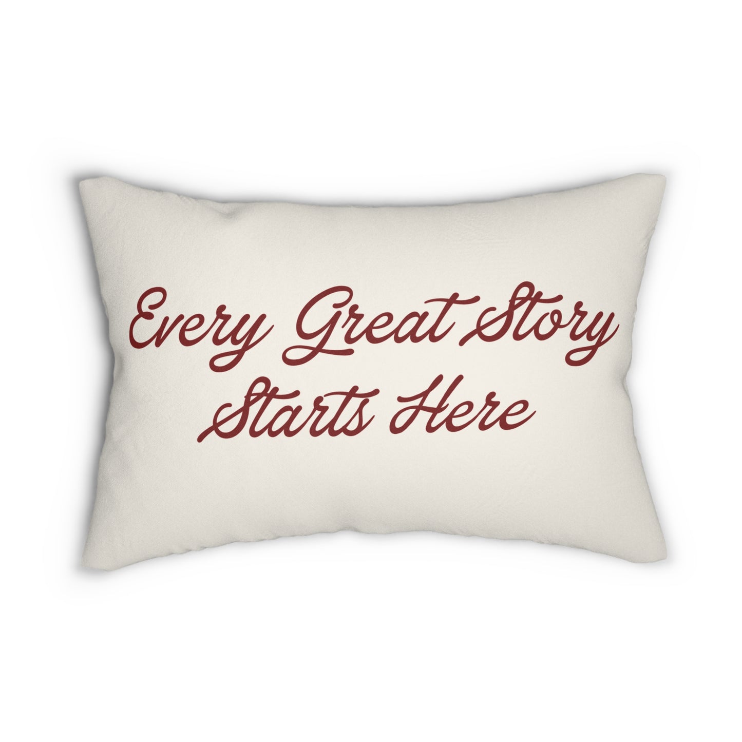 Every Great Story Starts Here Lumbar Pillow | Farmhouse Throw Pillow | Rustic Americana Accent Cushion | Country Porch Decor