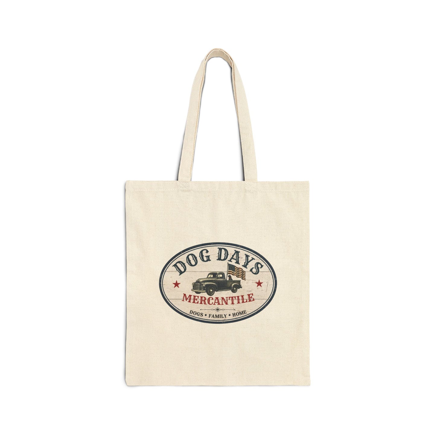 Dog Days Mercantile™ Canvas Tote Bag | Vintage Americana Dog Lover Market Tote | Dogs • Family • Home