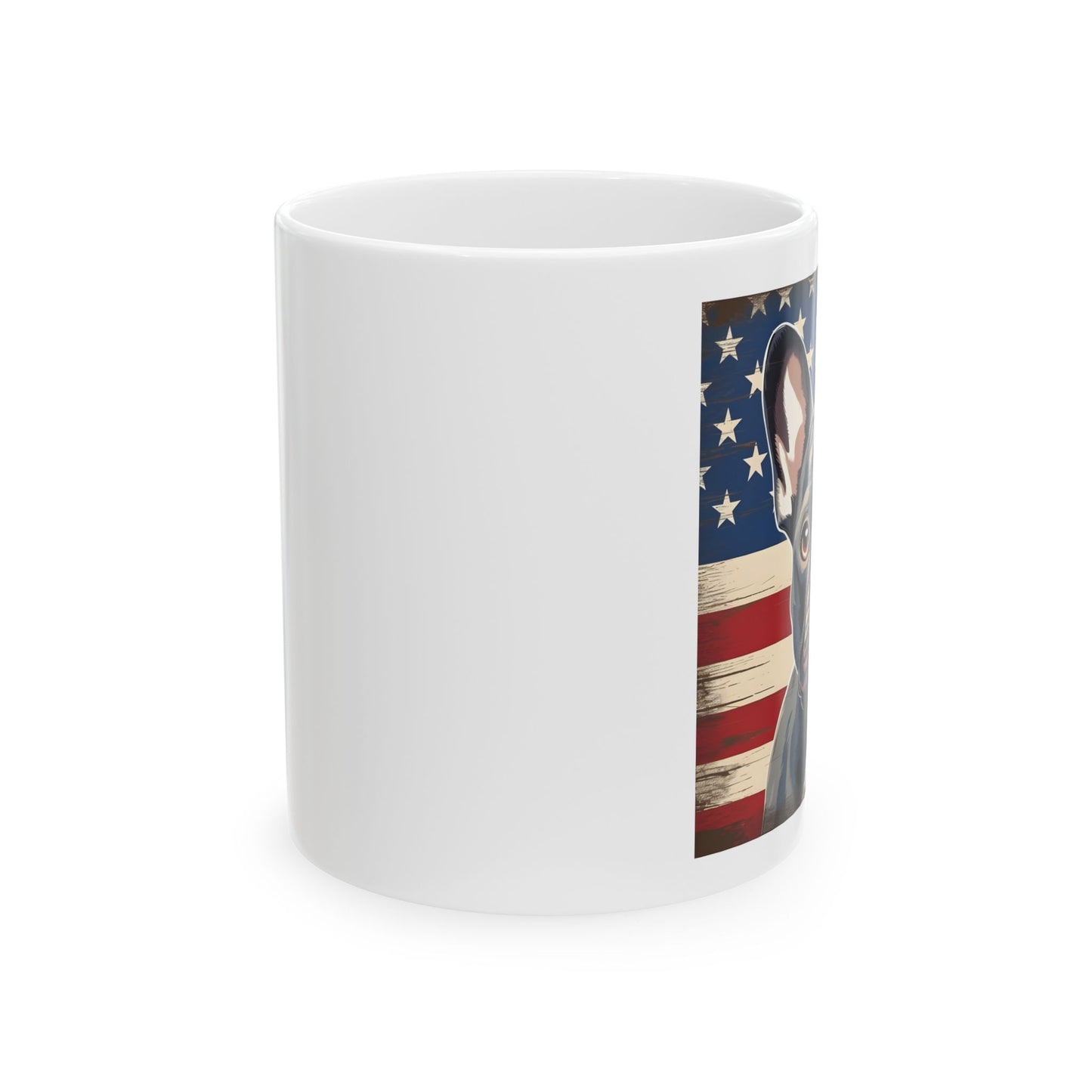 Patriotic French Bulldog Mug | 11 oz Ceramic Coffee Mug | American Flag Dog Lover Gift