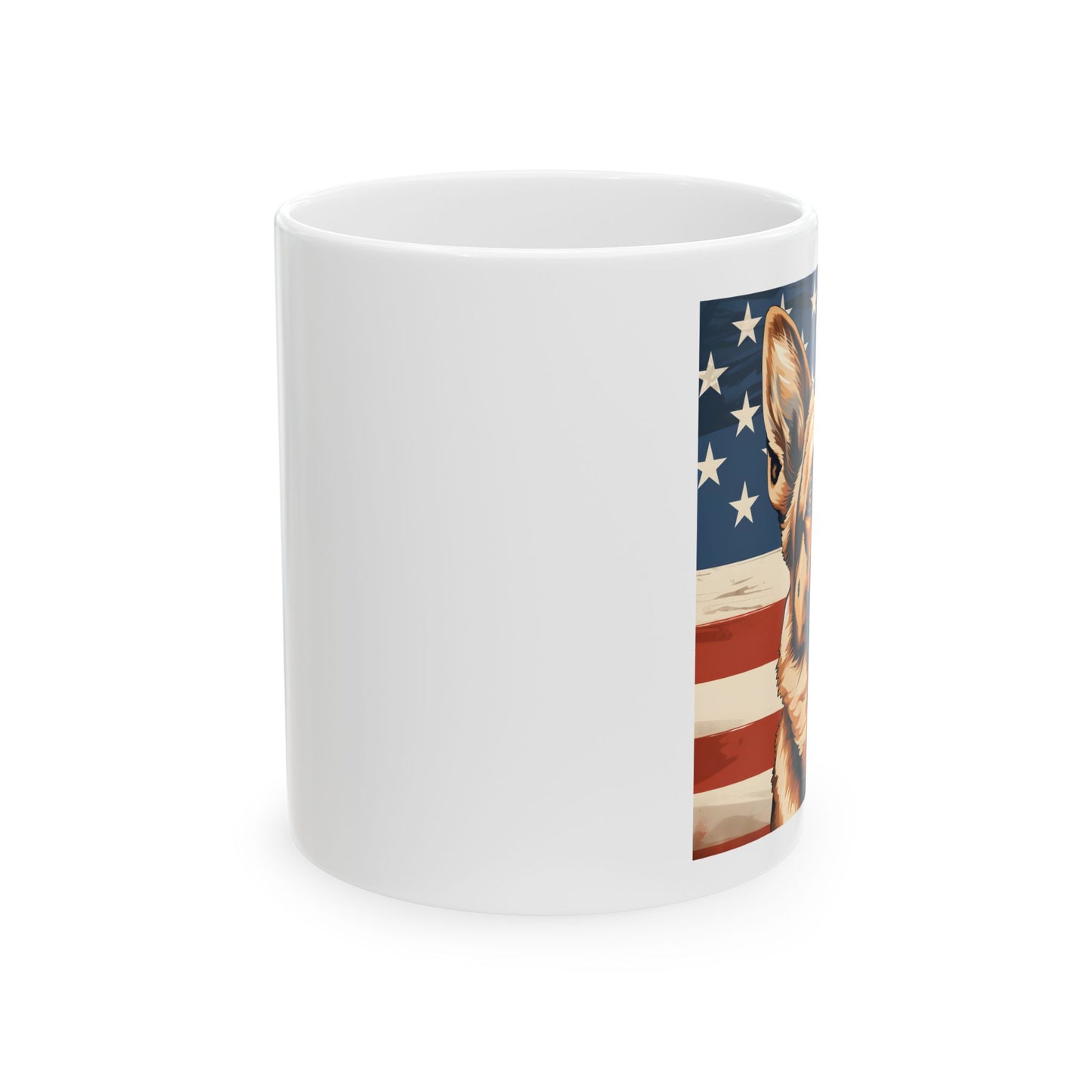 Patriotic German Shepherd Mug | 11 oz Ceramic Coffee Mug | American Flag Dog Lover Gift