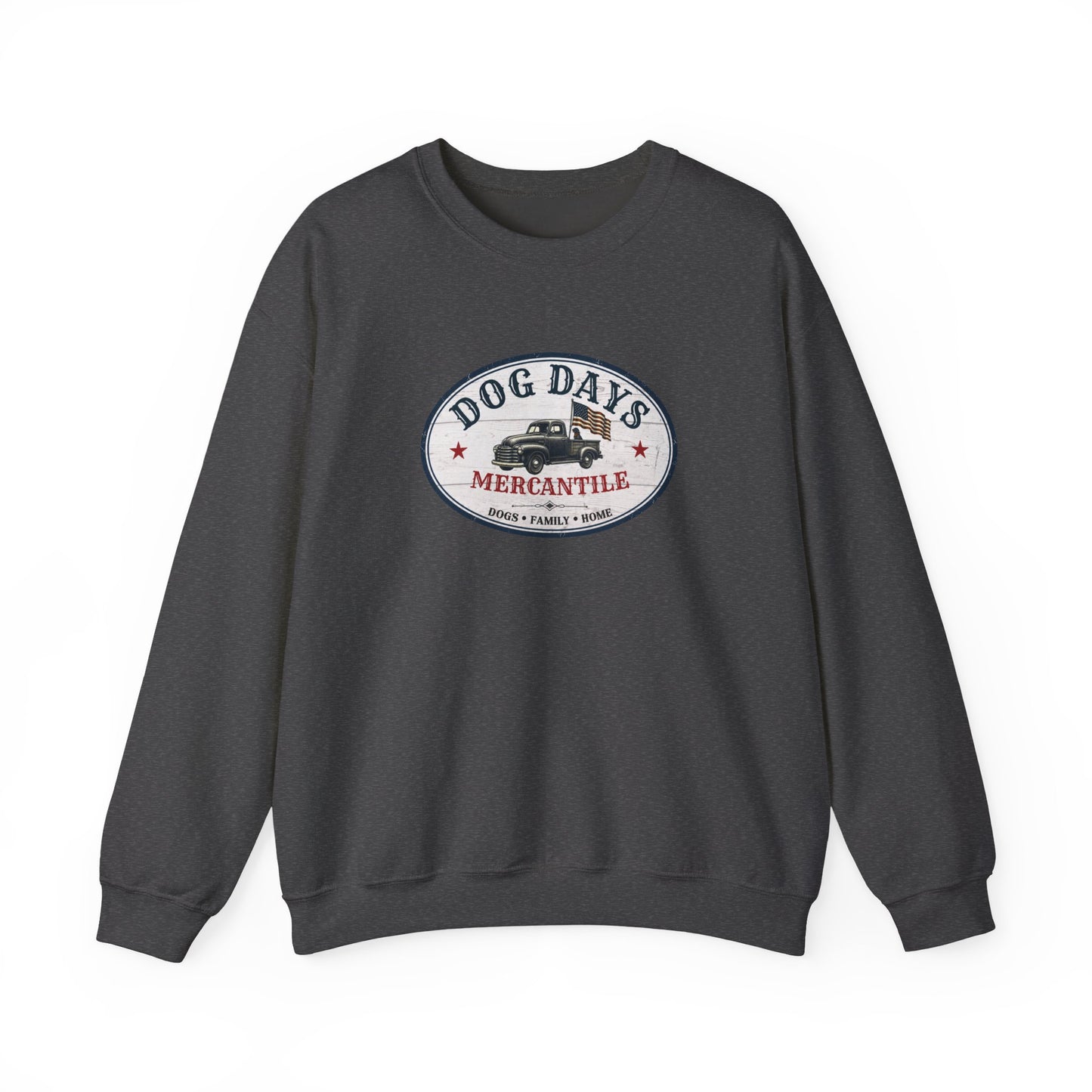 Dog Days Mercantile Logo Crewneck Sweatshirt | Gildan Unisex Medium-Heavy Blend® Fleece Sweatshirt | Cozy Farmhouse Americana Pullover