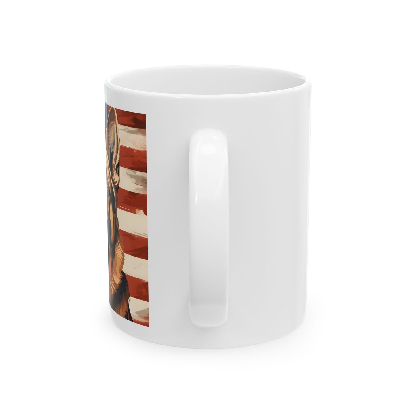Patriotic German Shepherd Mug | 11 oz Ceramic Coffee Mug | American Flag Dog Lover Gift