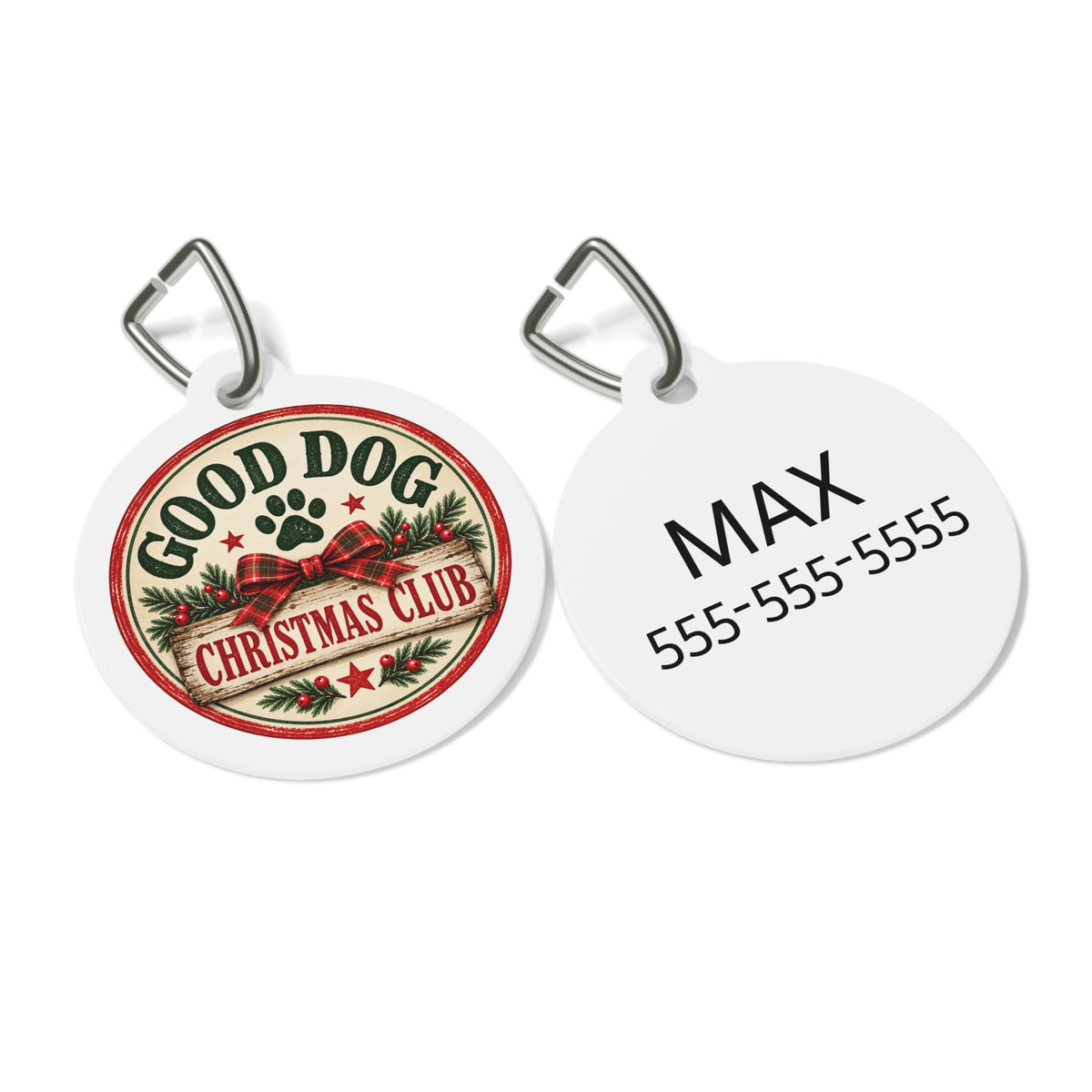 Good Dog Christmas Club Personalized Dog Tag | 1" Christmas Pet ID Tag