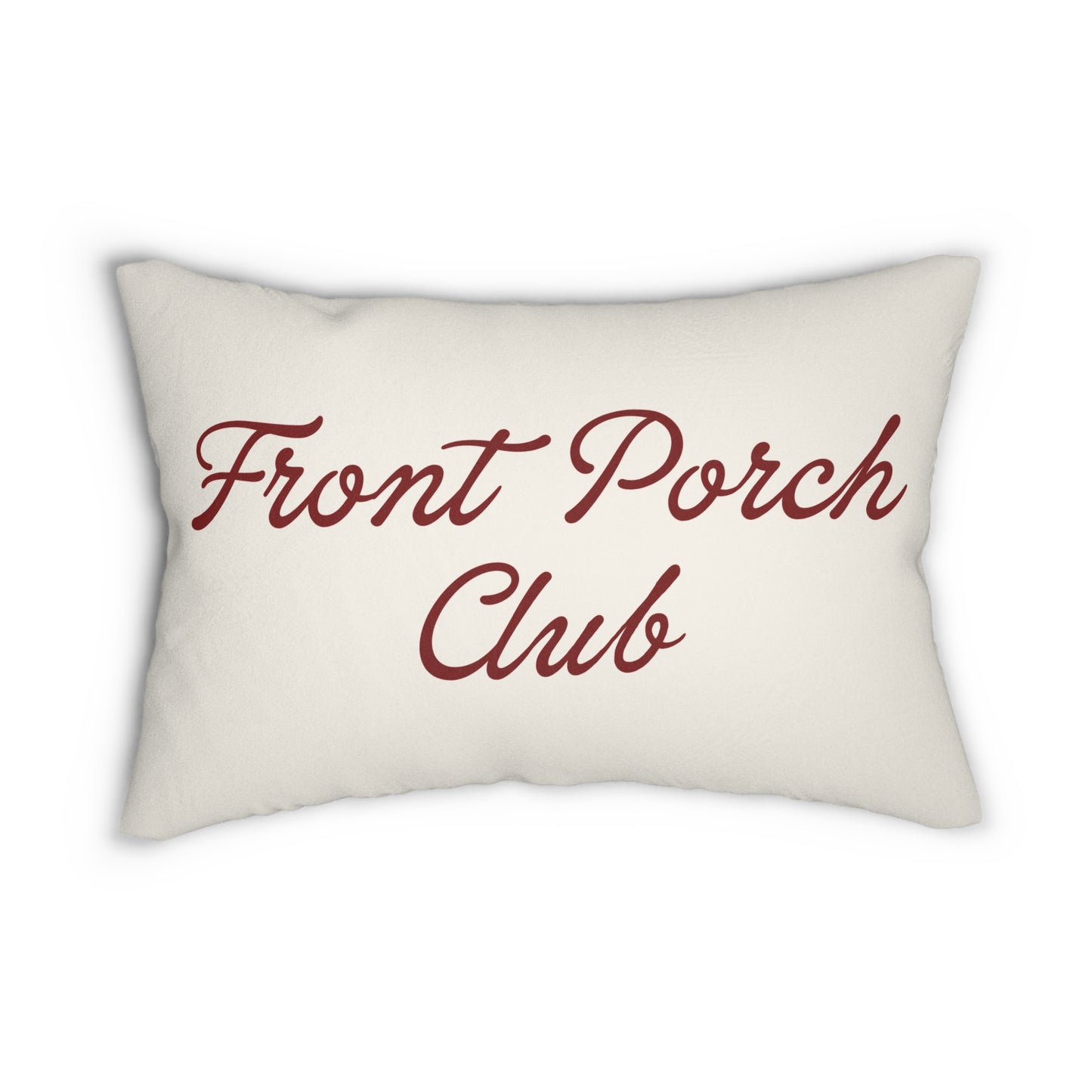 Front Porch Club Lumbar Pillow | Farmhouse Throw Pillow | Rustic Americana Accent Cushion | Country Porch Decor