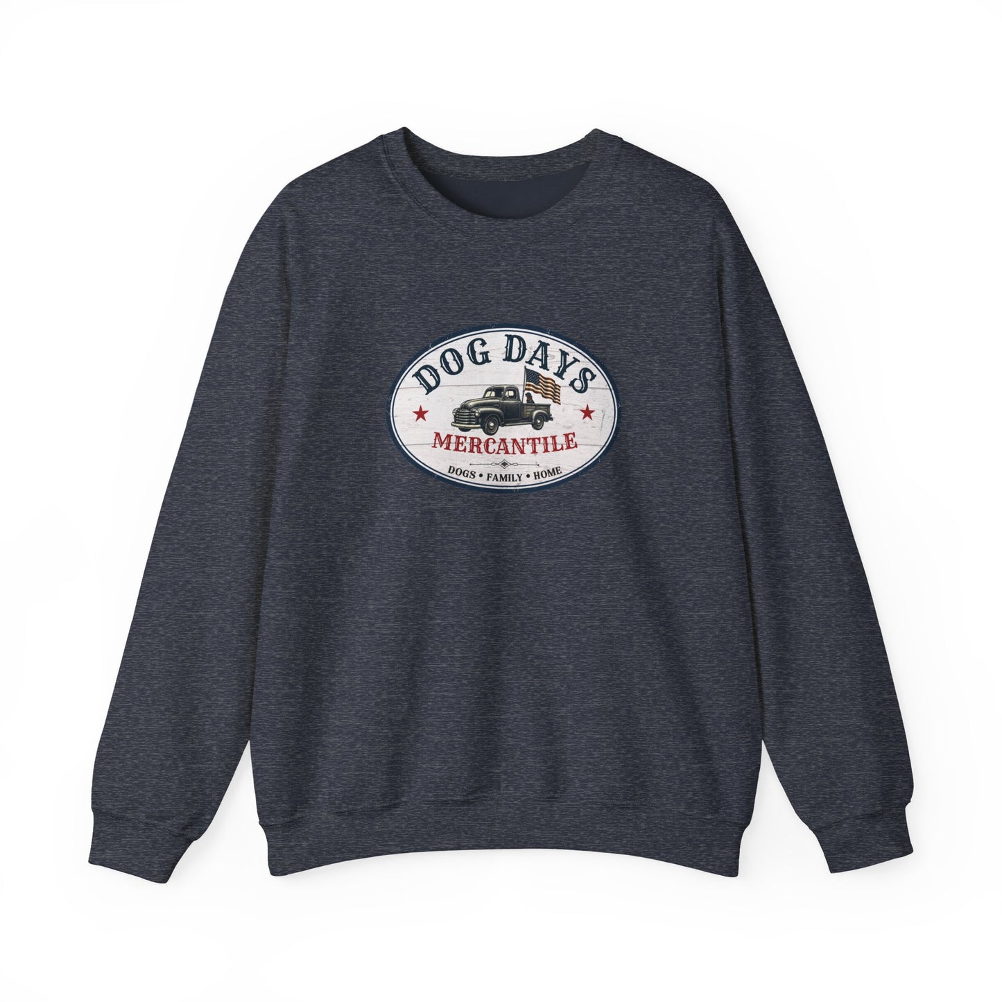 Dog Days Mercantile Logo Crewneck Sweatshirt | Gildan Unisex Medium-Heavy Blend® Fleece Sweatshirt | Cozy Farmhouse Americana Pullover