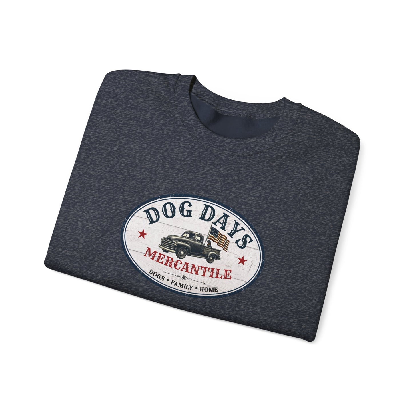 Dog Days Mercantile Logo Crewneck Sweatshirt | Gildan Unisex Medium-Heavy Blend® Fleece Sweatshirt | Cozy Farmhouse Americana Pullover
