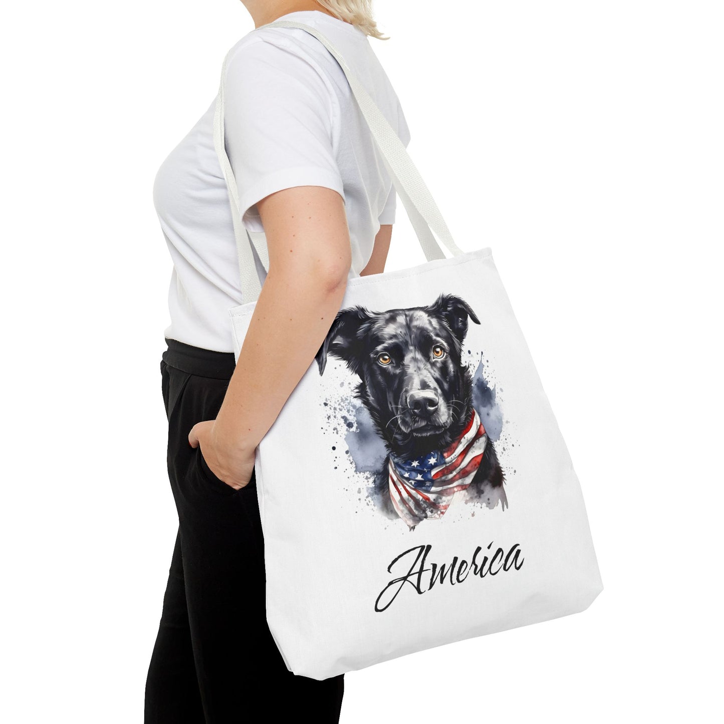 Patriotic Dog - 18" Large Tote Bag