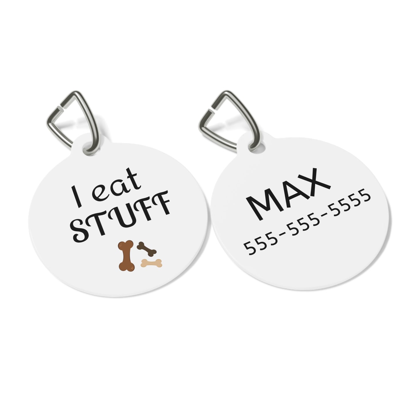 I Eat Stuff Funny Dog ID Tag | Cute Pet Tag | Personalized Dog ID Tag