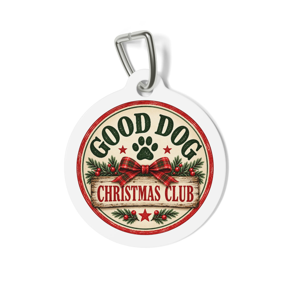 Good Dog Christmas Club Personalized Dog Tag | 1" Christmas Pet ID Tag