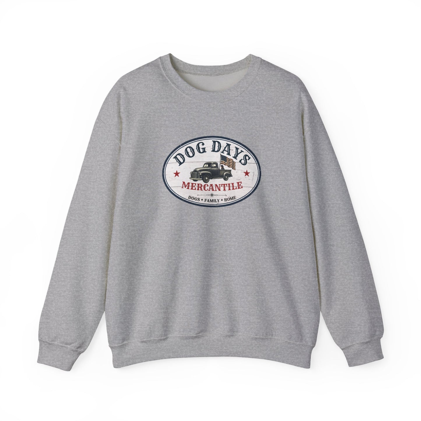 Dog Days Mercantile Logo Crewneck Sweatshirt | Gildan Unisex Medium-Heavy Blend® Fleece Sweatshirt | Cozy Farmhouse Americana Pullover