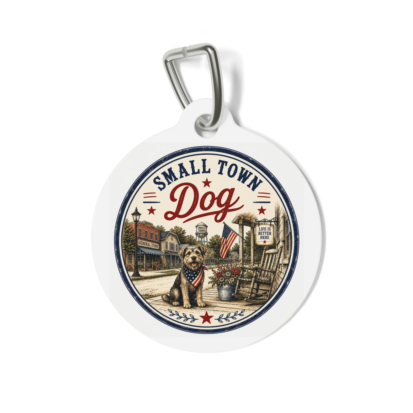 Small Town Dog Personalized Americana Dog Tag | Vintage Farmhouse Dog ID Tag | Custom Pet Tag | Dog Days Mercantile