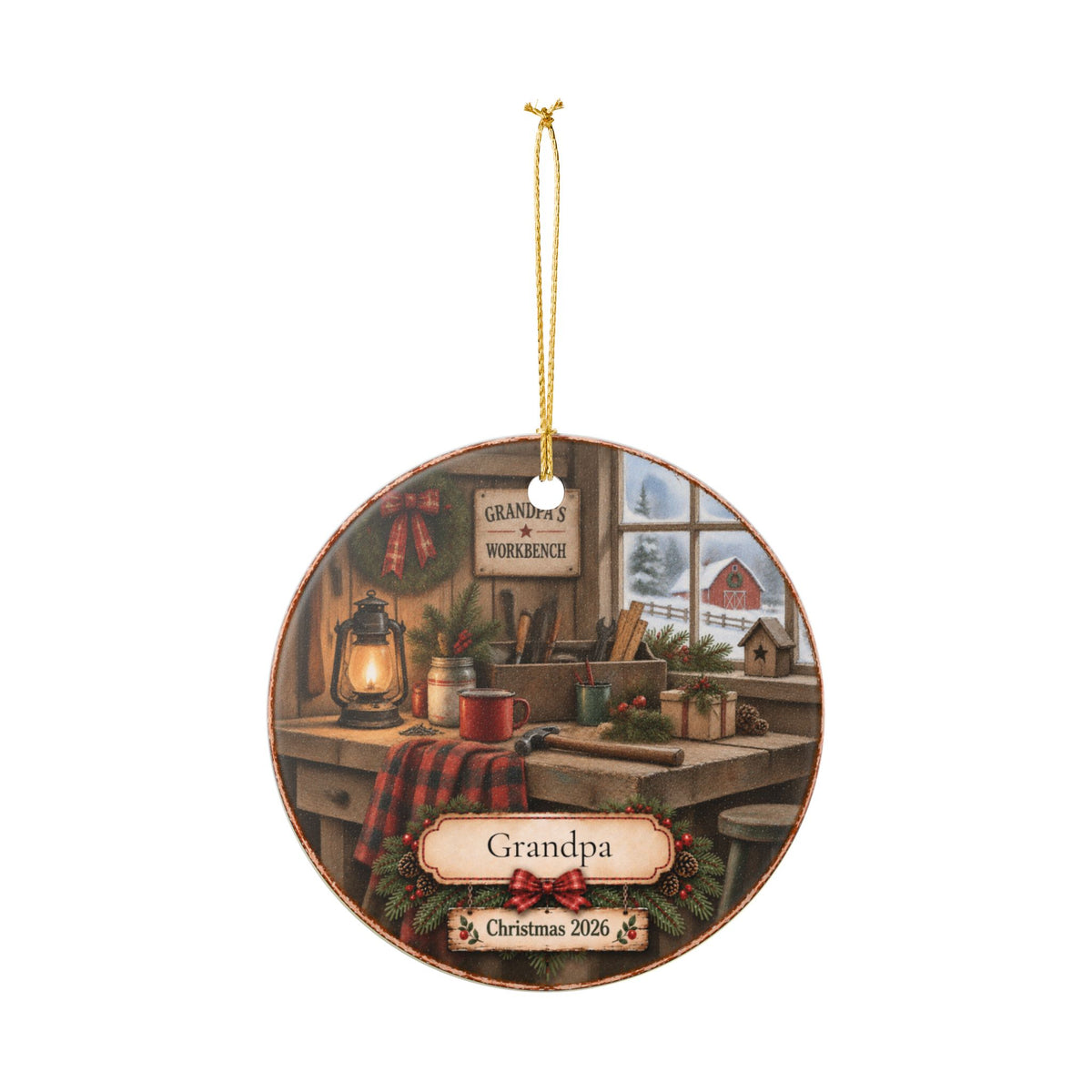 Grandpa's Workbench Christmas Ornament | Personalized Grandpa Ornament | Custom Family Keepsake