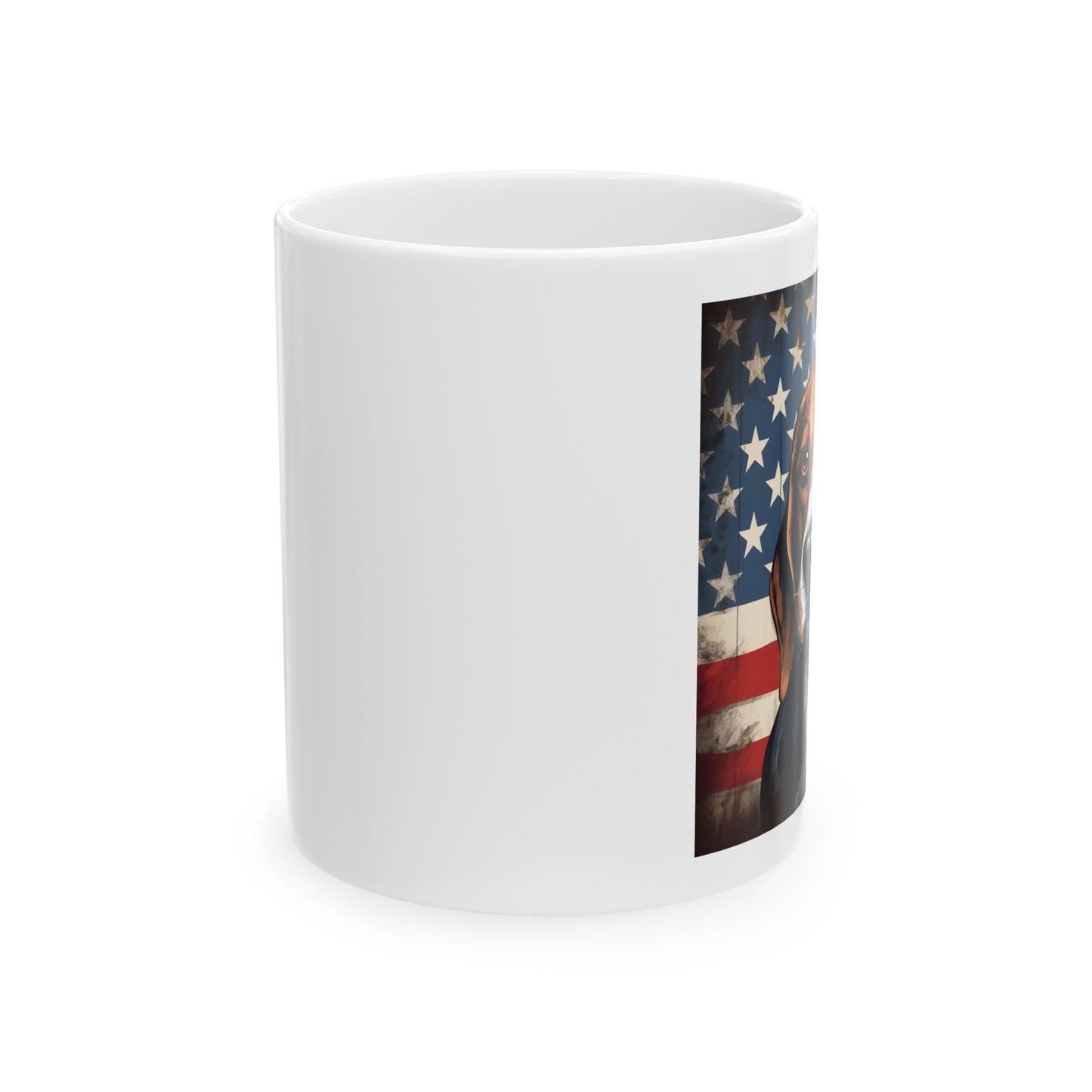 Patriotic Beagle Mug | 11 oz Ceramic Coffee Mug | American Flag Dog Lover Gift
