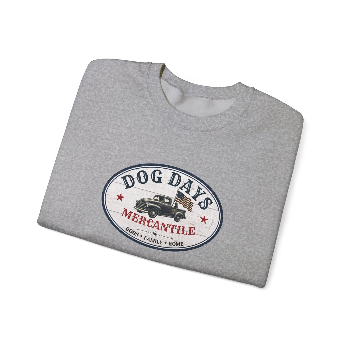 Dog Days Mercantile Logo Crewneck Sweatshirt | Gildan Unisex Medium-Heavy Blend® Fleece Sweatshirt | Cozy Farmhouse Americana Pullover