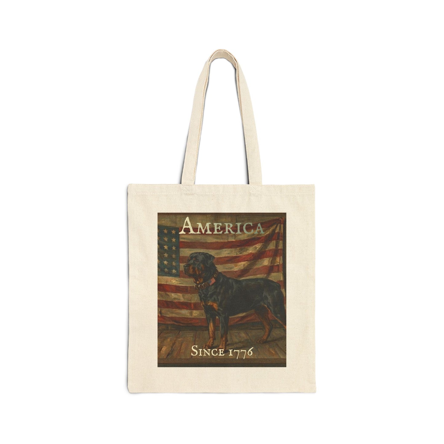 Tote Bag - 'America Since 1776' Patriotic American Flag & Dog Canvas Tote - Rottweiler