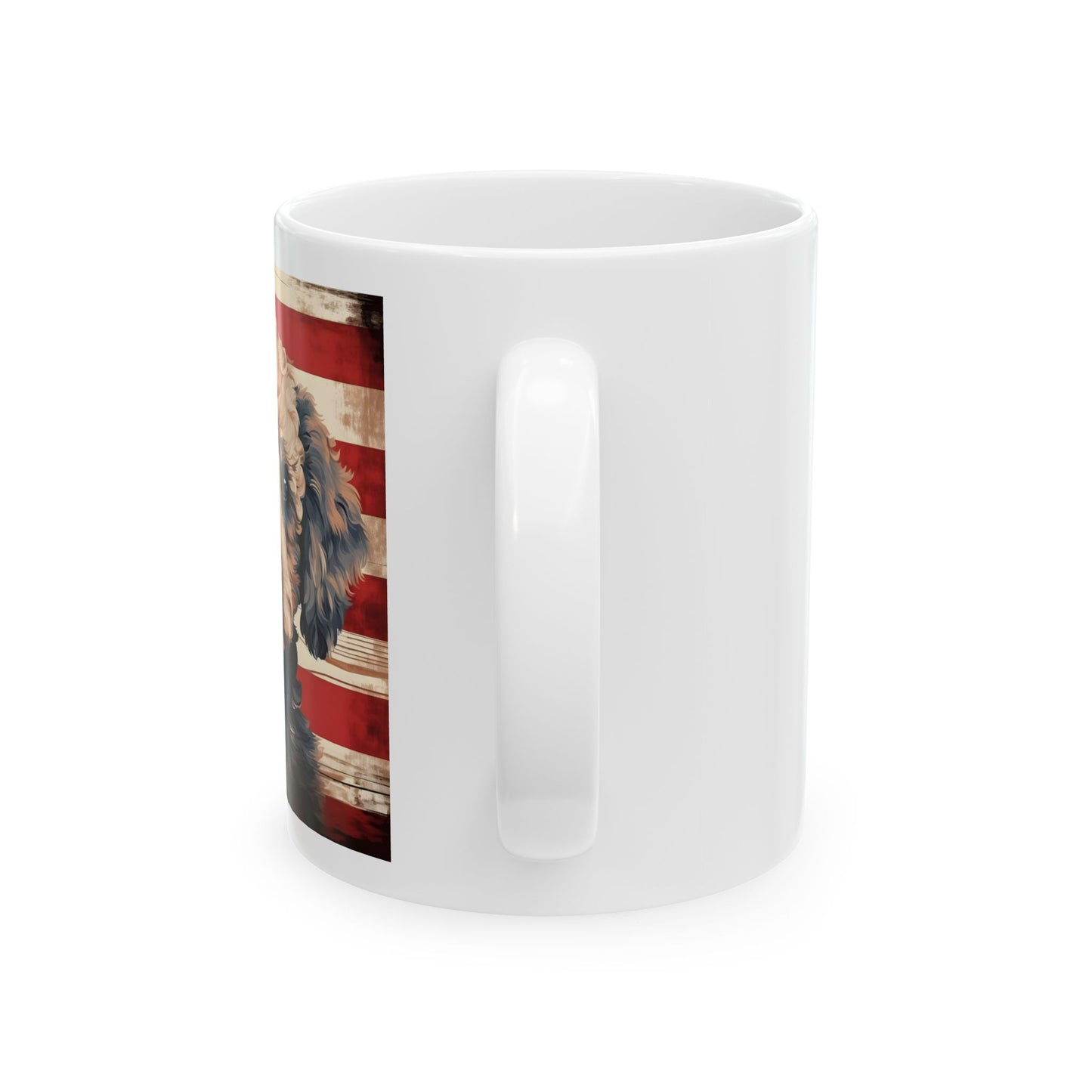 Patriotic Poodle Mug | 11 oz Ceramic Coffee Mug | American Flag Dog Lover Gift