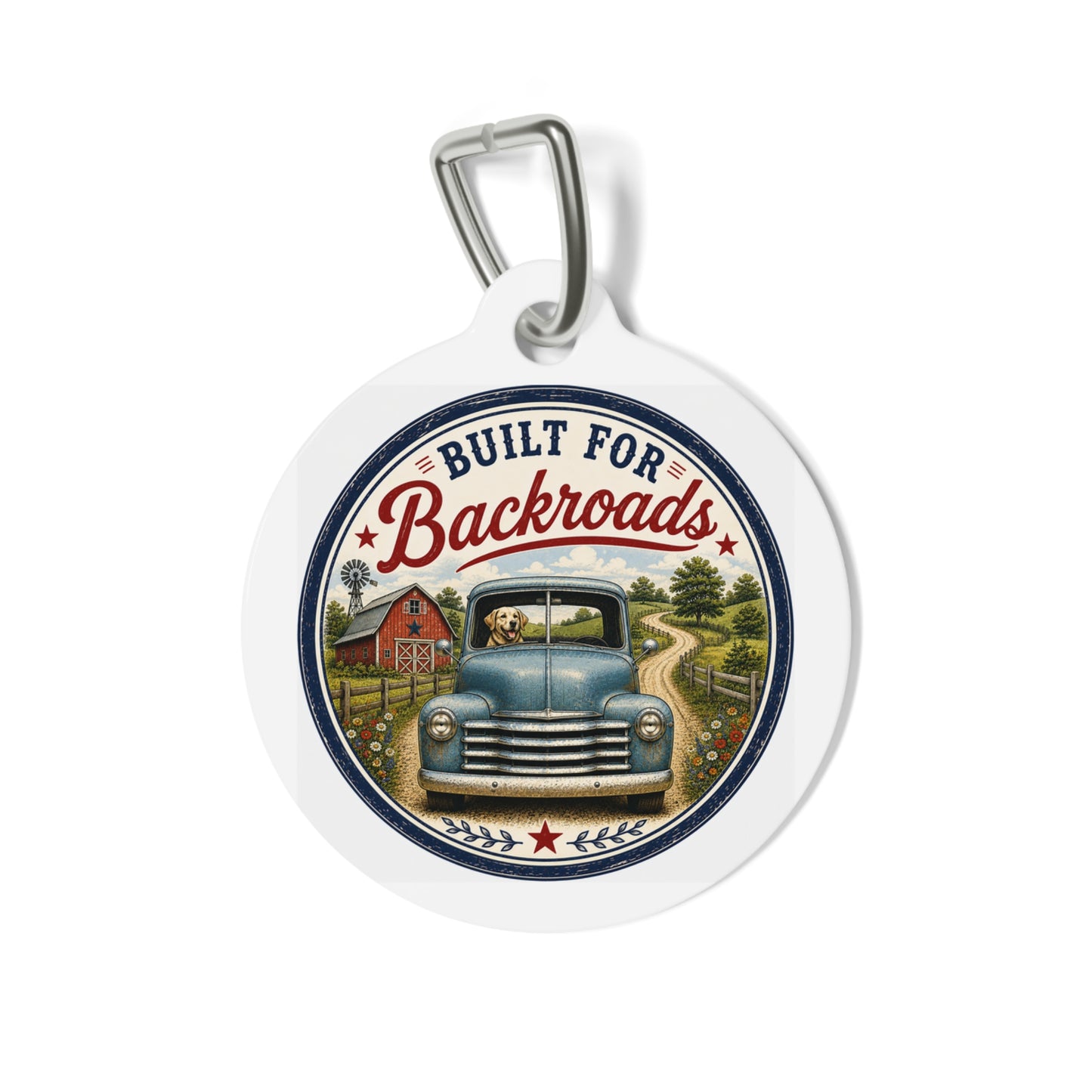 Built For Backroads Personalized Americana Dog Tag | Vintage Farmhouse Dog ID Tag | Custom Pet Tag | Dog Days Mercantile