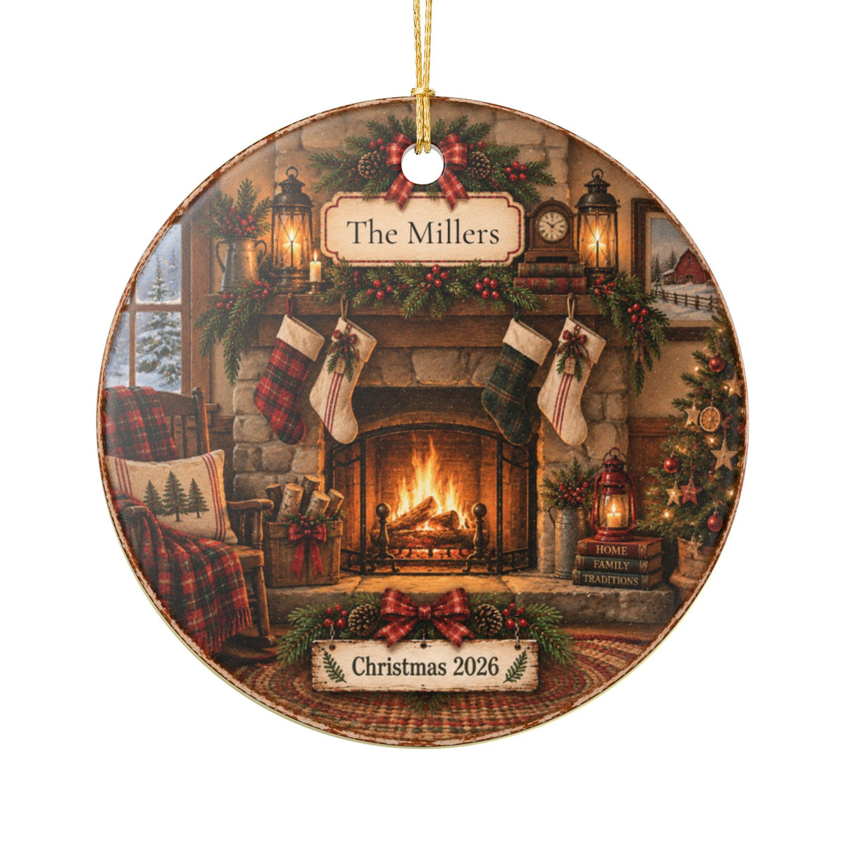 Personalized Christmas Mantel Ornament | Family Name Christmas Ornament | Nostalgic Family Keepsake