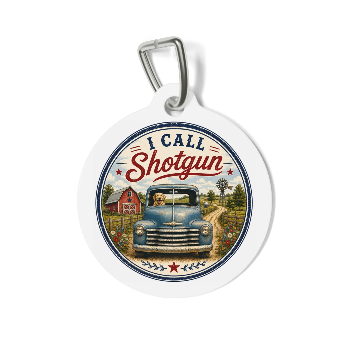 I Call Shotgun Personalized Americana Dog Tag | Vintage Farmhouse Dog ID Tag | Custom Pet Tag | Dog Days Mercantile