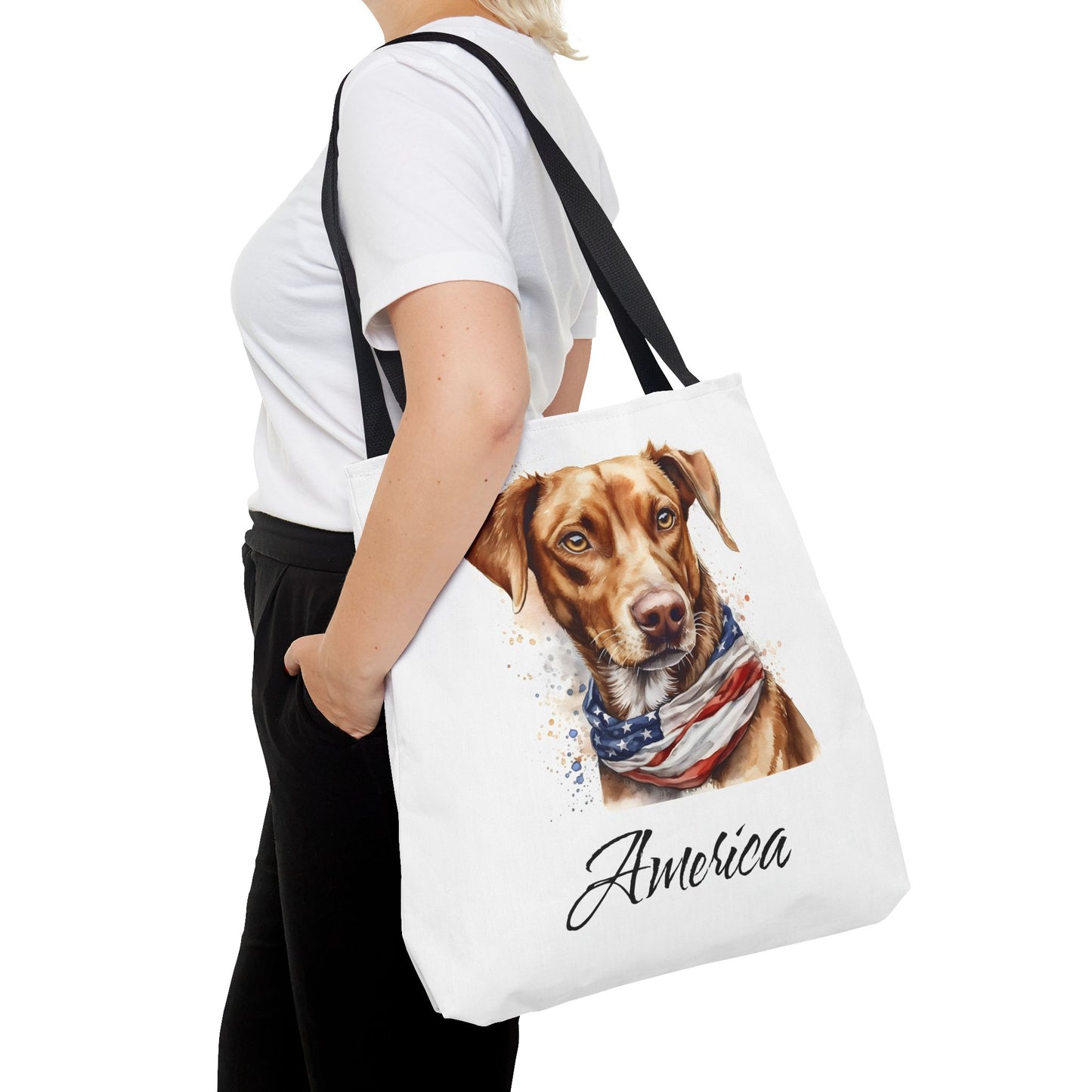 Patriotic Dog - 18" Large Tote Bag