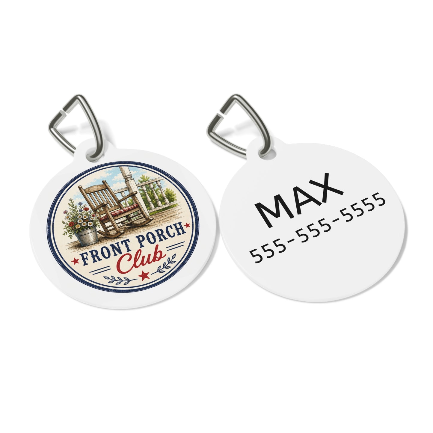 Front Porch Club Personalized Americana Dog Tag | Vintage Farmhouse Dog ID Tag | Custom Pet Tag | Dog Days Mercantile