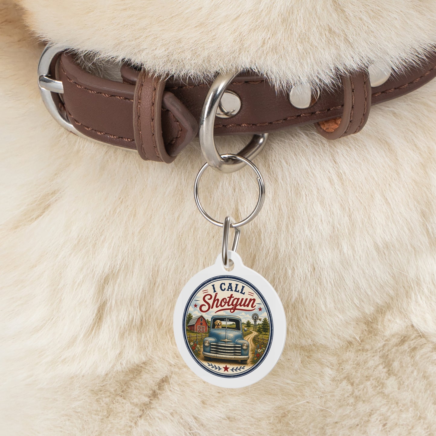 I Call Shotgun Personalized Americana Dog Tag | Vintage Farmhouse Dog ID Tag | Custom Pet Tag | Dog Days Mercantile