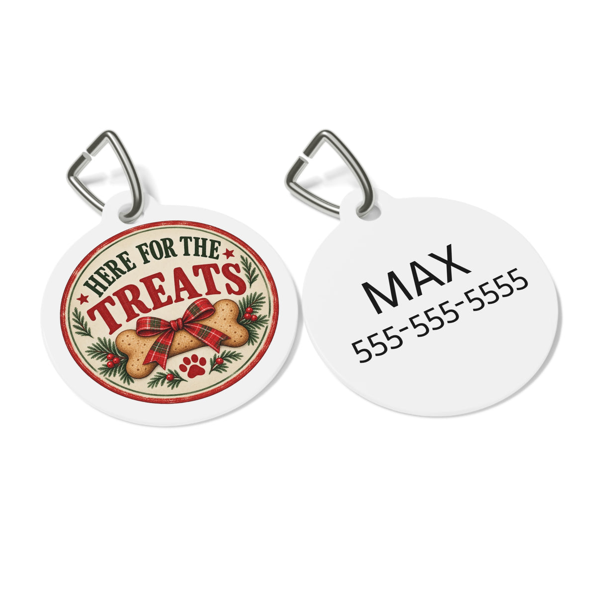 Here for the Treats Personalized Christmas Dog Tag | 1" Holiday Pet ID Tag