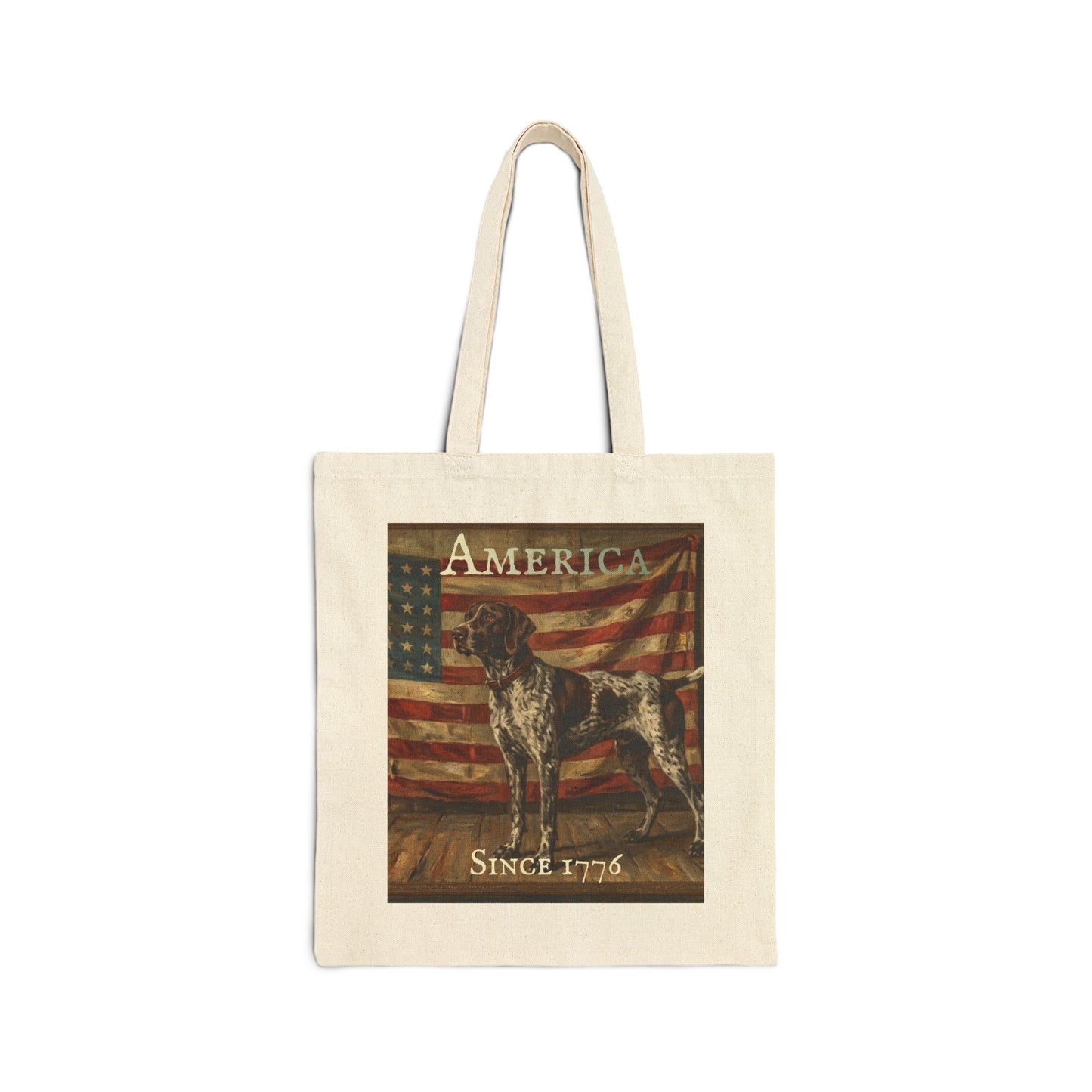 Tote Bag - 'America Since 1776' Patriotic American Flag & Dog Canvas Tote - German Shorthaired Pointer