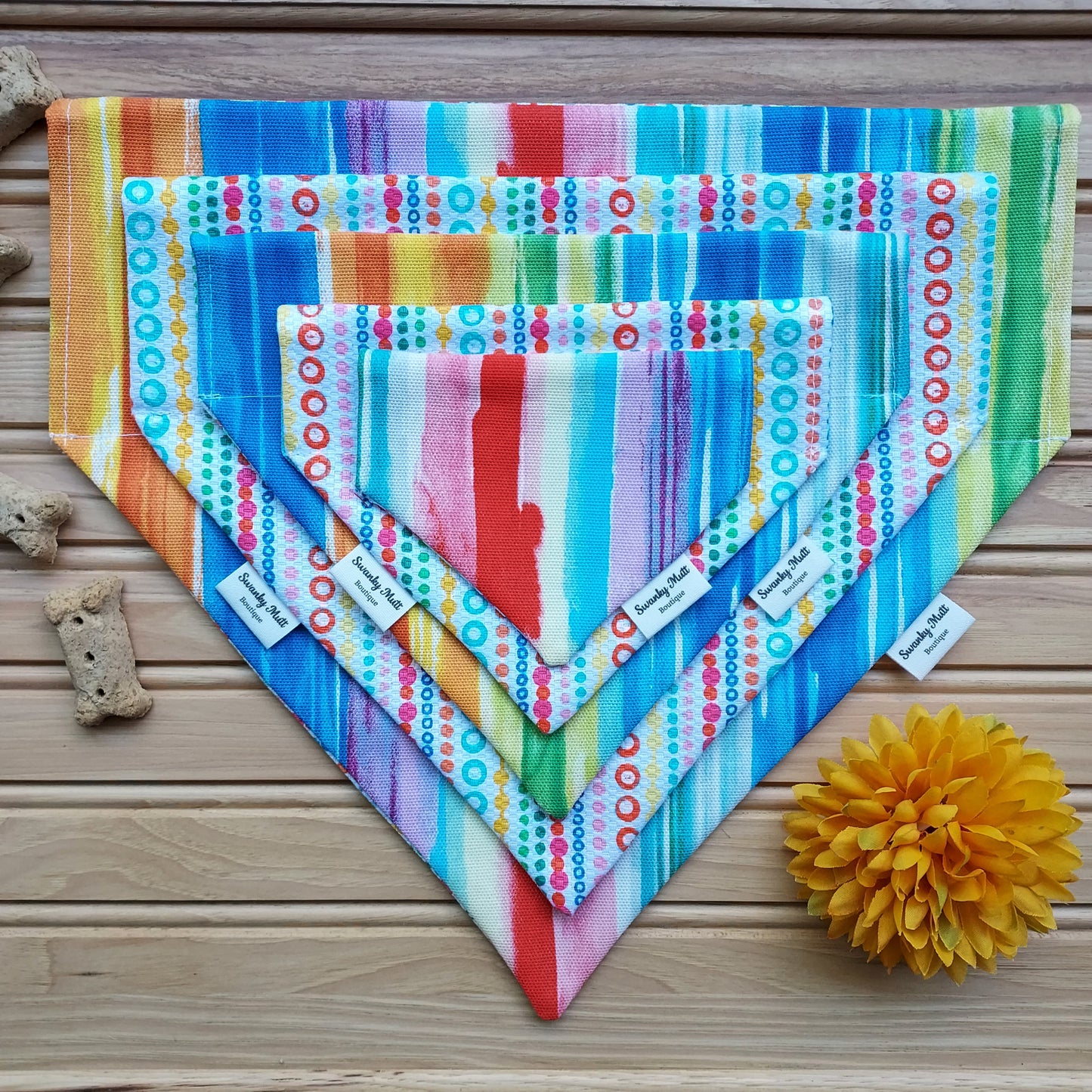 Colorful Reversible Slide-Over-the-Collar Dog Bandana by Swanky Mutt Boutique
