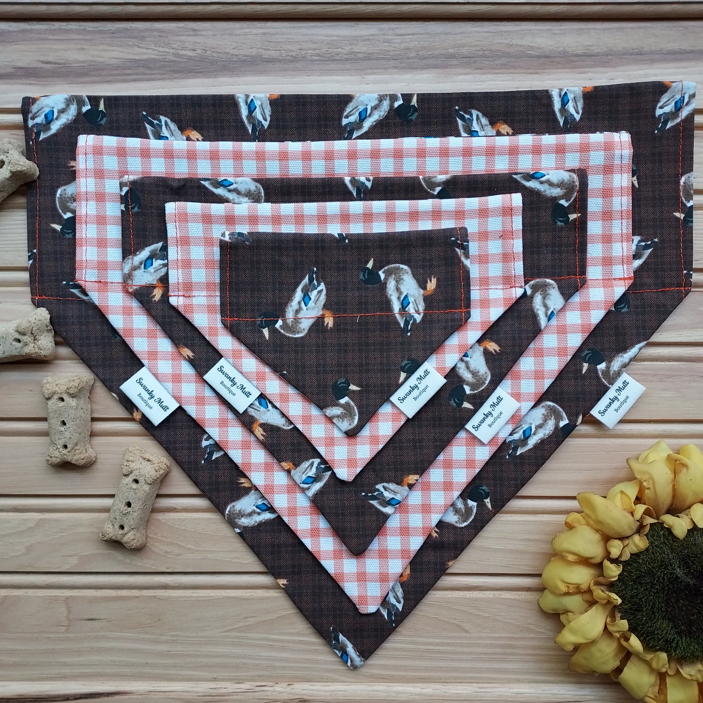 Mallard Duck Reversible Slide-Over-the-Collar Dog Bandana by Swanky Mutt Boutique