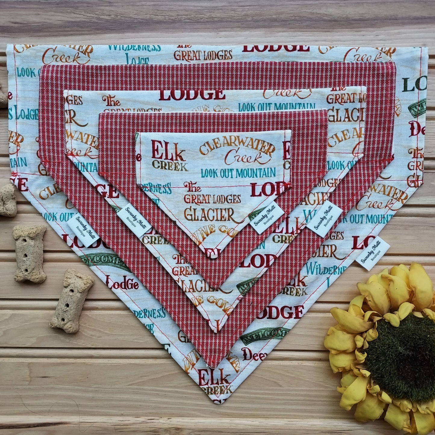 Rustic Lodge Reversible Slide-Over-the-Collar Dog Bandana by Swanky Mutt Boutique