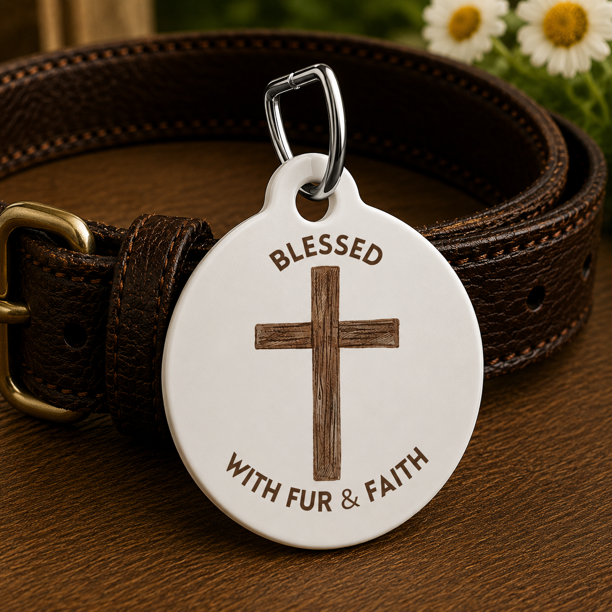 Blessed With Fur & Faith Dog ID Tag | Christian Pet Tag | Personalized Dog Collar Tag