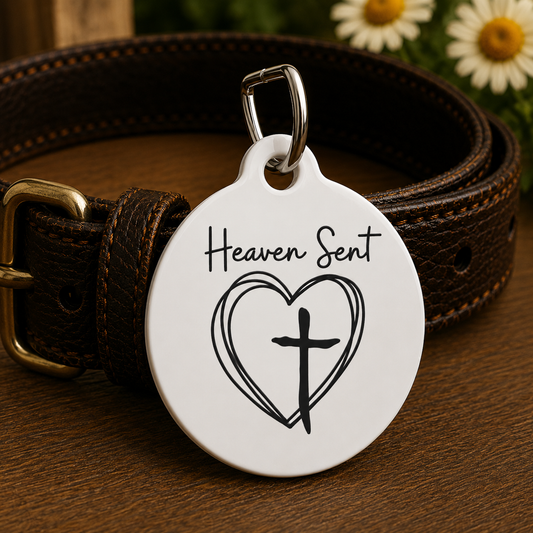 Heaven Sent Dog ID Tag | Christian Pet Tag | Personalized Dog Collar Tag