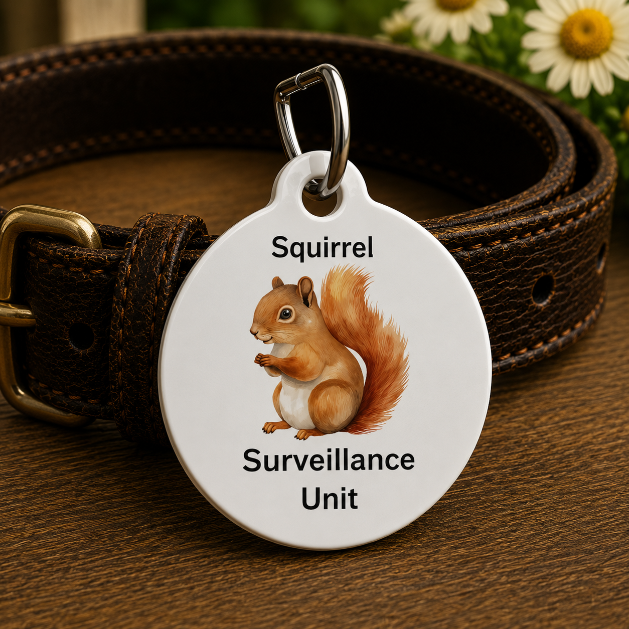 Squirrel Surveillance Unit Funny Dog ID Tag | Cute Pet Tag | Personalized Dog ID Tag