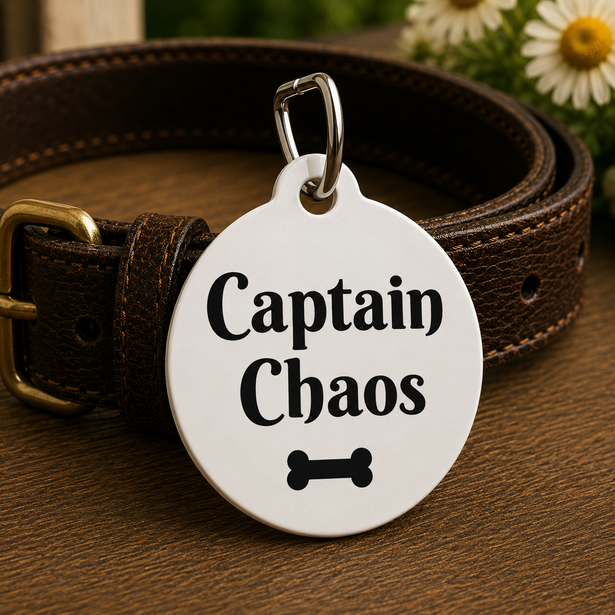Captain Chaos Funny Dog ID Tag | Cute Pet Tag | Personalized Dog ID Tag