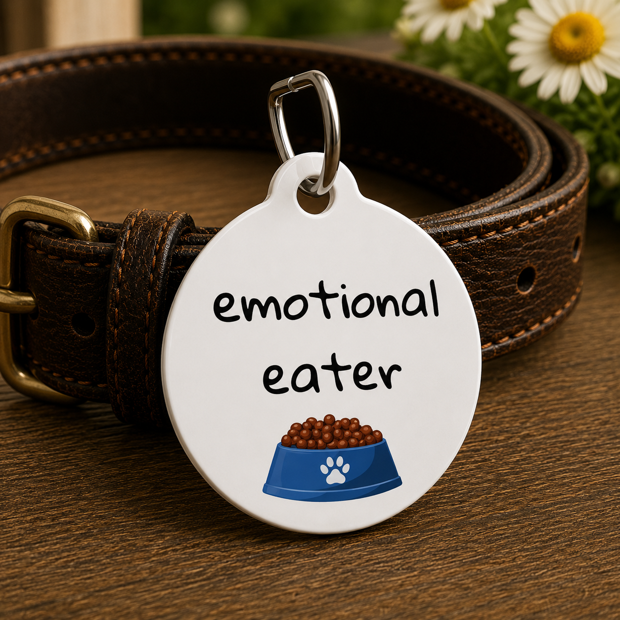 Emotional Eater Funny Dog ID Tag | Cute Pet Tag | Personalized Dog ID Tag